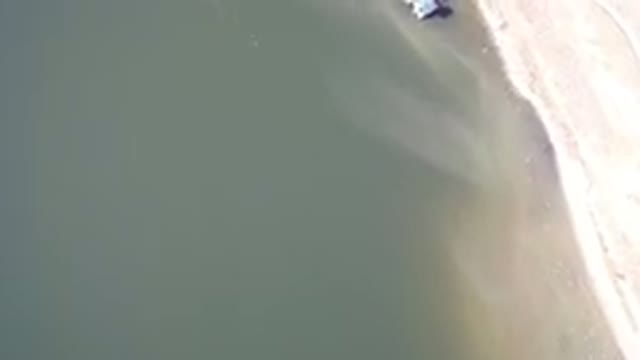 HIDDEN LAKE COLORADO-2016: Birds Eye View Of Coastline Sea And Pier With Small