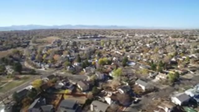 HIDDEN LAKE COLORADO-2016: Drone Shot Of A Suburban Part Of Town Showing A