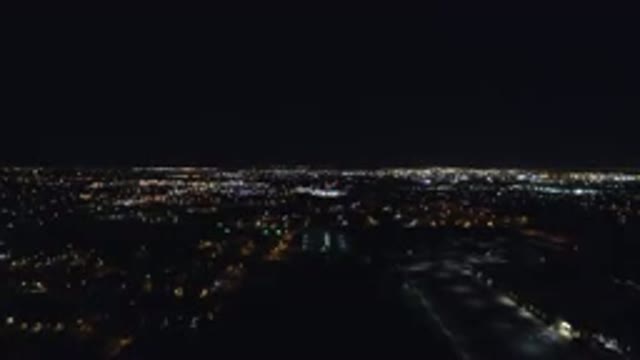 DENVER COLORADO-2016: A Semi-Circular View Of City Lights At Night