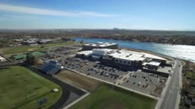 WESTMINSTER COLORADO-2016: Aerial View Of A Mall With Parking Next To The Lake