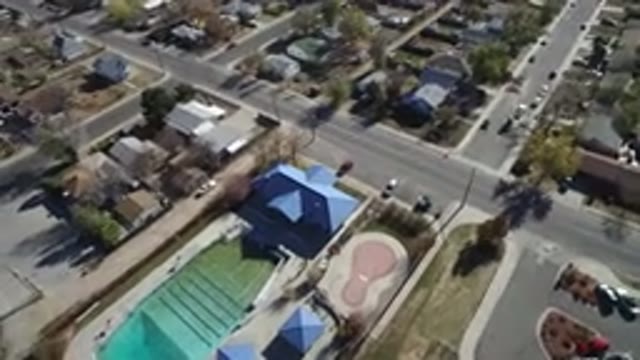 WESTMINSTER COLORADO-2016: Drone View On A City And A Club With Pool And A Mini