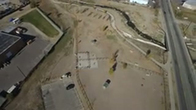 WESTMINSTER COLORADO-2016: Drone View Of Small Parking Lot By The Highway