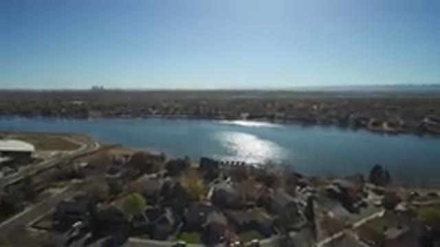 HIDDEN LAKE COLORADO-2016: Panoramic Overview Of City With Beautiful Body Of Water
