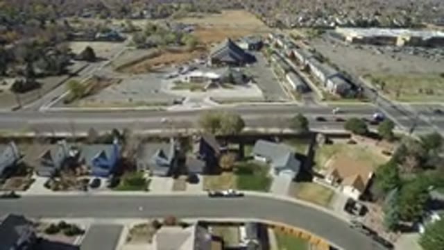 HIDDEN LAKE COLORADO-2016: Drone Flying Overhead A Town And Near Empty Highway