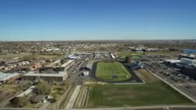 WESTMINSTER COLORADO-2016: Drone Flight Over Neighborhood With Mall And Skyline
