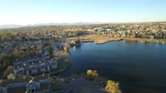WESTMINSTER COLORADO-2016: Drone View Of Suburbs Next To The Sea Or Lake