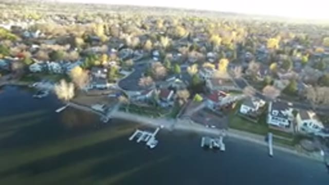 WESTMINSTER COLORADO-2016: Aerial View Of Homes Along The Edge Of Waterway With