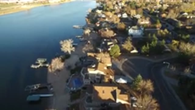 WESTMINSTER COLORADO-2016: Aerial View of Neighborhood With Houses Near a River
