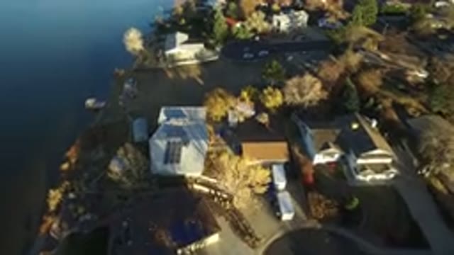 WESTMINSTER COLORADO-2016: Aerial View Of Homes Cars Boats Surrounding Body Of Water