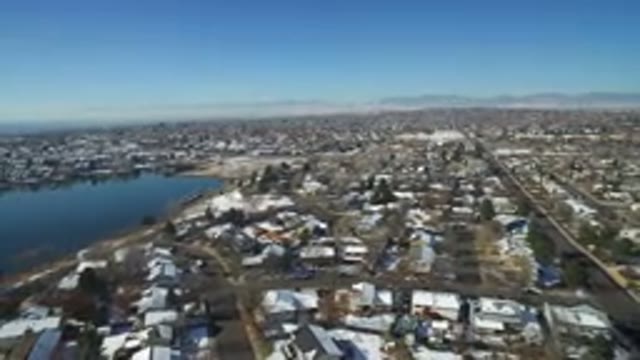 HIDDEN LAKE COLORADO-2016: A Camera Pans From A Birds Eye View Of A Residential