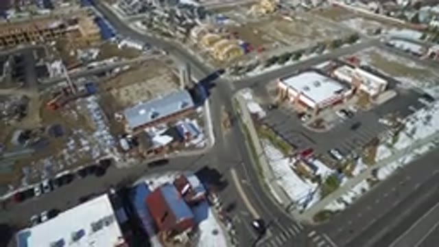 HIDDEN LAKE COLORADO-2016: Aerial View Of An Intersection Road in Hidden Lake