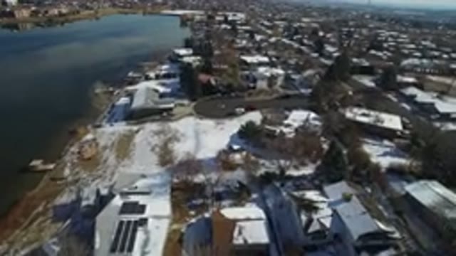 HIDDEN LAKE COLORADO-2016: Snow Lake Solar Panels Pine Trees Birds Eye View