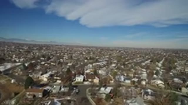 HIDDEN LAKE COLORADO-2016: Aerial View Of Large Suburban Area With Trees Houses