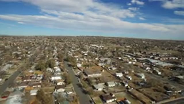 WESTMINSTER COLORADO-2016: Daytime Aerial View Over Quiet Neighborhood With