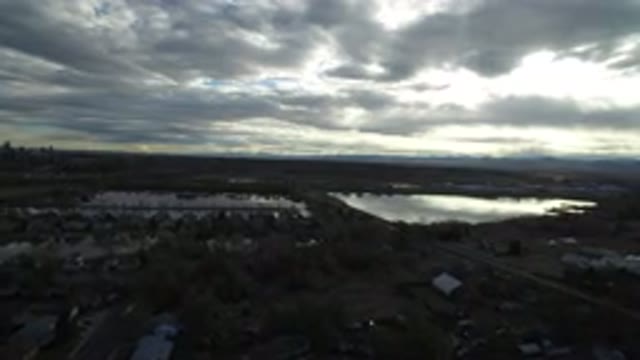 WESTMINSTER COLORADO-2016: Aerial Drone Footage At Dusk Over Swamps And Wetland