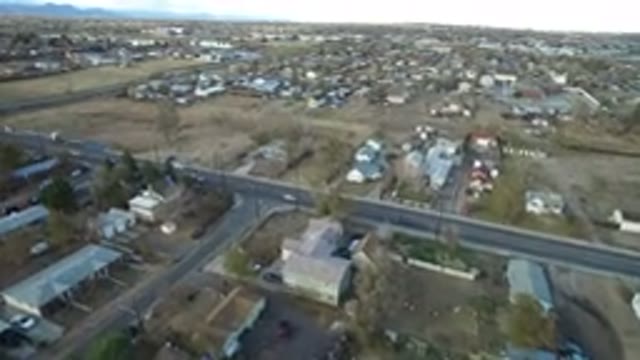 WESTMINSTER COLORADO-2016: Drone Flying Above Suburb Houses Cars Roads And