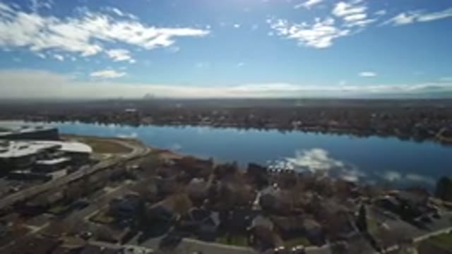 WESTMINSTER COLORADO-2016: Drone View On A Town Next To The Lake And A Beautiful