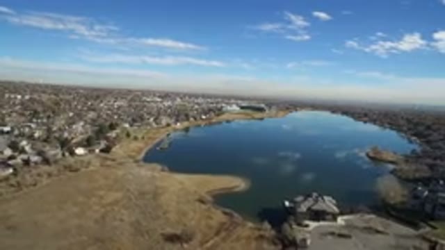 WESTMINSTER COLORADO-2016: Aerial View Of Rock Field Next To Large Oval Shaped