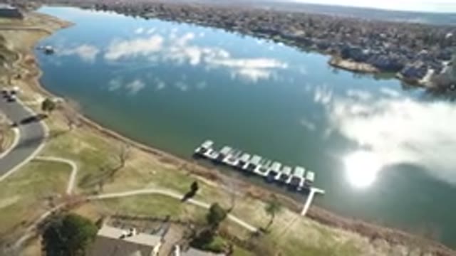 WESTMINSTER COLORADO-2016: The Aerial View Of A Lake With Boats Surrounded By