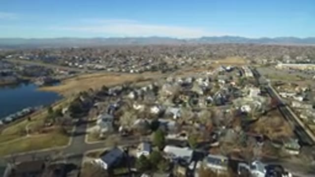 WESTMINSTER COLORADO-2016: Moving Shot From Above Buildings And Open-Land With