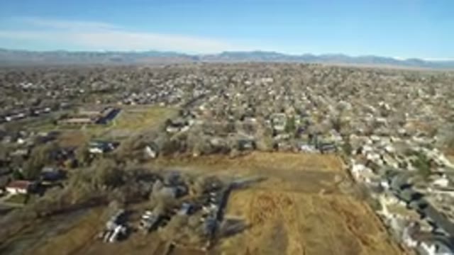 WESTMINSTER COLORADO-2016: Fly By Of A Rural Town With Beautiful Mountain