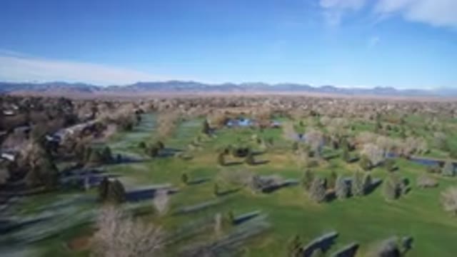 WESTMINSTER COLORADO-2016: Aerial View of Evergreen Trees, Grass, and Water Features