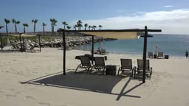 SAN JOSE DEL CABO MEXICO-2017: A Beach View With Tent And Chairs