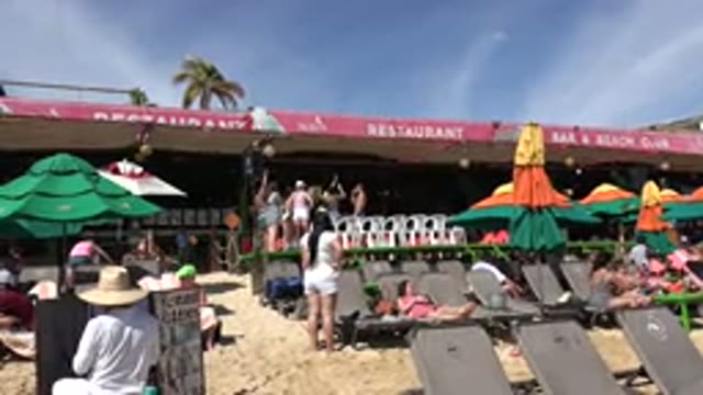 CABO SAN LUCAS MEXICO-2017: The Beach Side Cafes With Lively People Are
