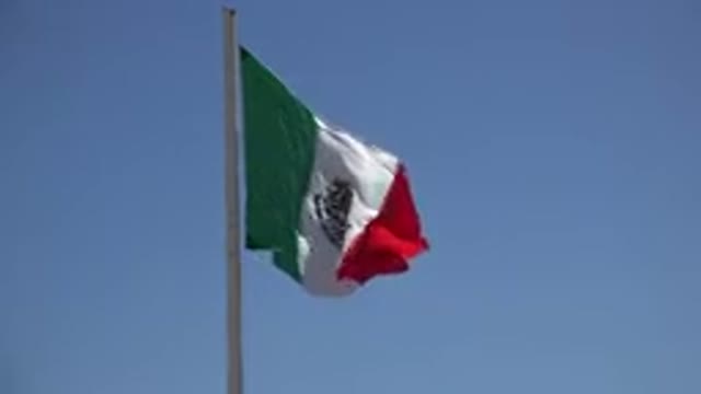 LOS CABOS MEXICO-2017: A View Of A Red White And Red Flag That Is Waving In The
