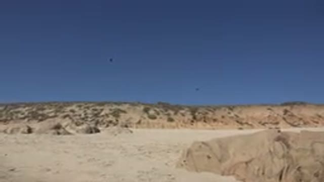 LOS CABOS MEXICO-2017: Birds Flying Over Very Dry Desert On A Hot Day