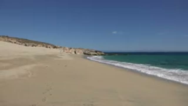 LOS CABOS MEXICO-2017: Paradise Beach With Green Sea And Clear Sand At The