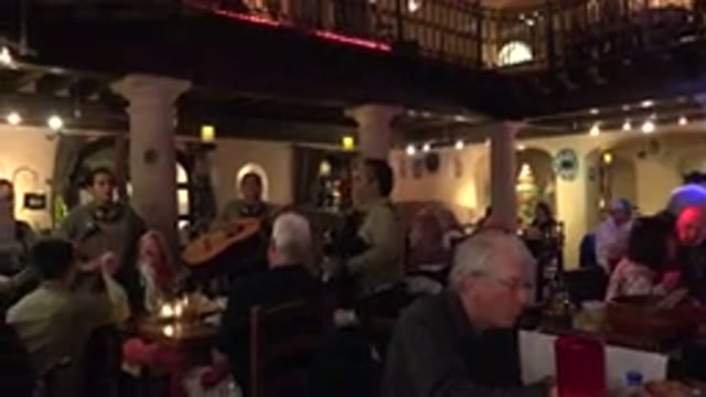 LOS CABOS MEXICO-2017: People Eating in Restaurant While Mariachi Band Sings