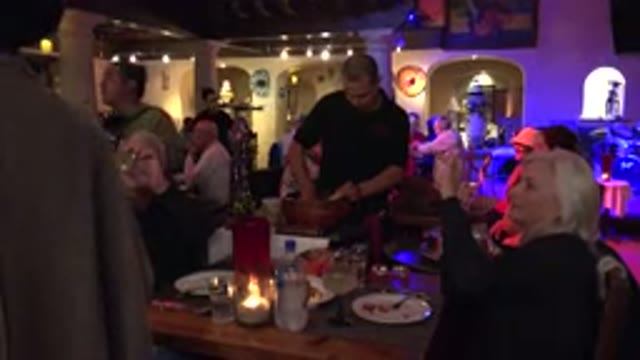 LOS CABOS MEXICO-2017: Dinner In A Mexican Restaurant With Old Couple