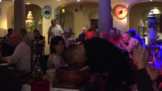 LOS CABOS MEXICO-2017: Inside A Busy Restaurant With Beautiful Lights Around
