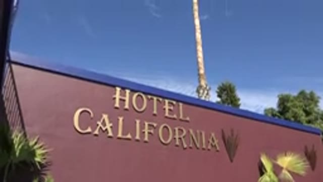 LOS CABOS MEXICO-2017: A Burgundy Sign Which Reads Hotel California Which Is