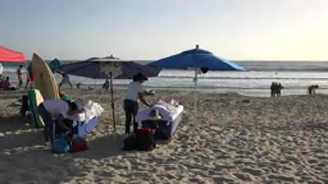 LOS CABOS MEXICO-2017: Relaxing Massages At The Beach With Clear Blue Skies And