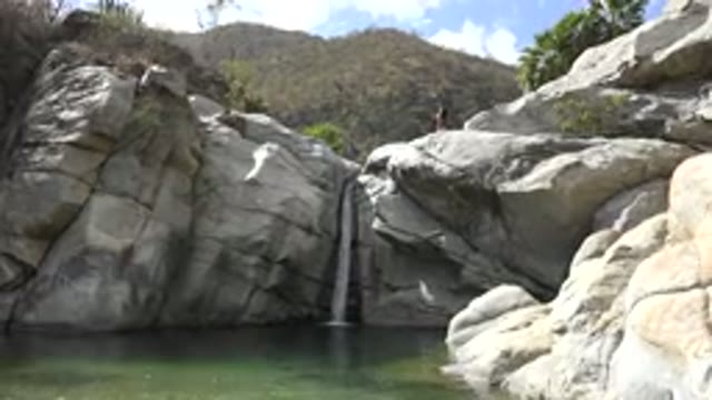 LOS CABOS MEXICO-2017: Elegant Scene of A Waterfall and Big Rocks