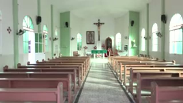 LOS CABOS MEXICO-2017: A Big Empty Catholic Church Of A Village With Green