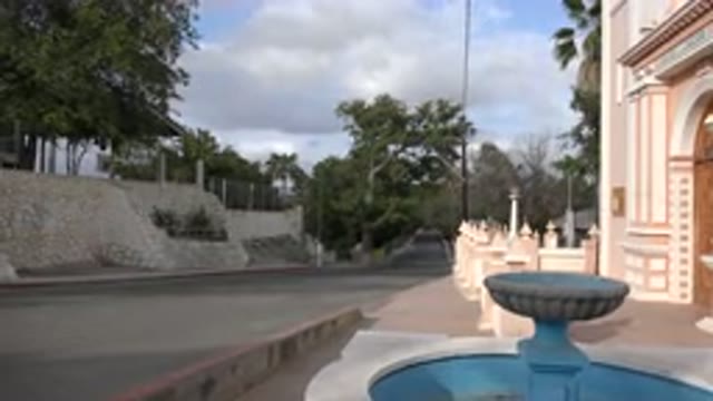 LOS CABOS MEXICO-2017: Street View in Front of Building and Fountain with Quad