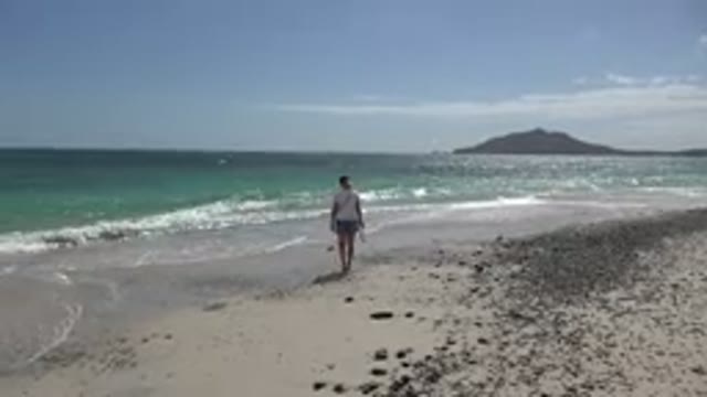 CABO PULMO MEXICO-2017: A Man Or Woman Walking Barefoot On The Beach Alone