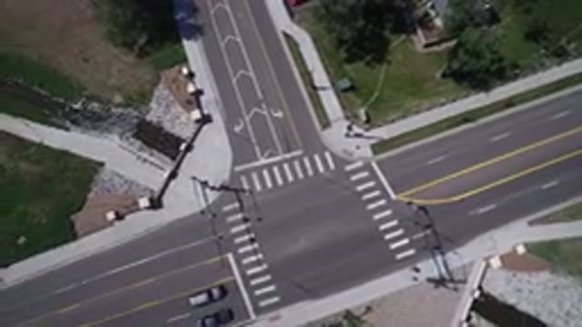 WESTMINSTER COLORADO-2017: Aerial View Of A T-shaped Junction With Traffic
