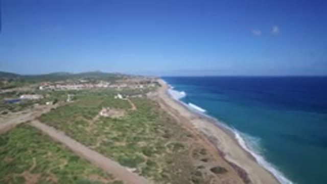 PLAYITA BCS MEXICO-2017: Aerial View From A Helicopter Of A Green Water Beach In