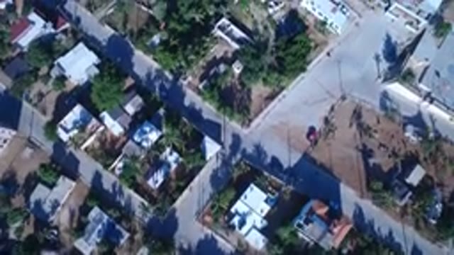 PLAYITA BCS MEXICO-2017: Drone Shot From Above With Houses Backyards And Roads