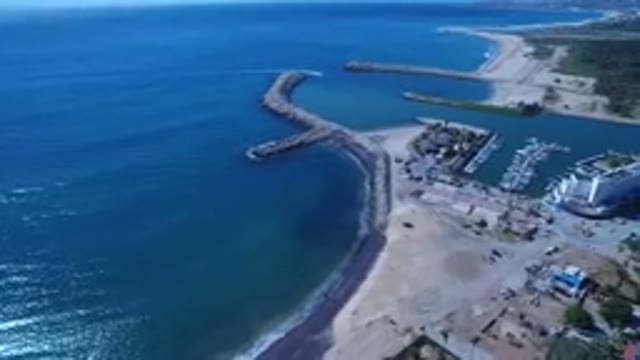 SAN JOSE DEL CABO MEXICO-2017: Aerial View Of Coastal Town With Piers Beaches