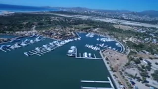 SAN JOSE DEL CABO MEXICO-2017: Aerial View Of Man-Made Harbor With Small Boats