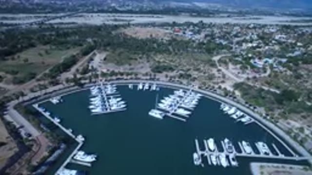 SAN JOSE DEL CABO MEXICO-2017: Aerial View of Sea Port Full of White Yachts