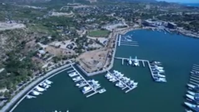 SAN JOSE DEL CABO MEXICO-2017: Beautiful Aerial Shot Of A Full Barbour With Yacht