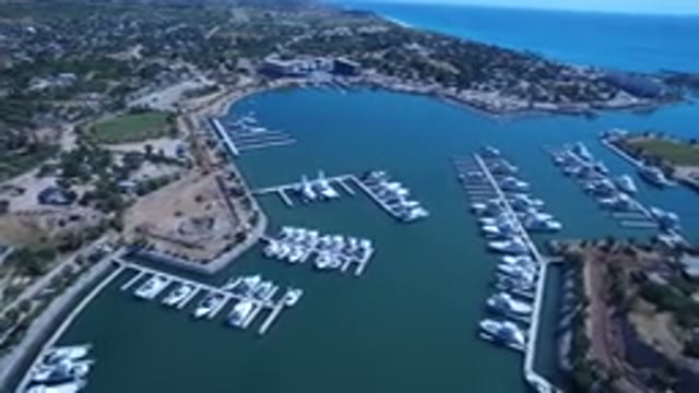 SAN JOSE DEL CABO MEXICO-2017: Flight Over Yachts and Boats in a Bay