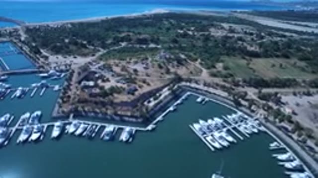 SAN JOSE DEL CABO MEXICO-2017: Aerial View Of Tropical Island Including Harbor