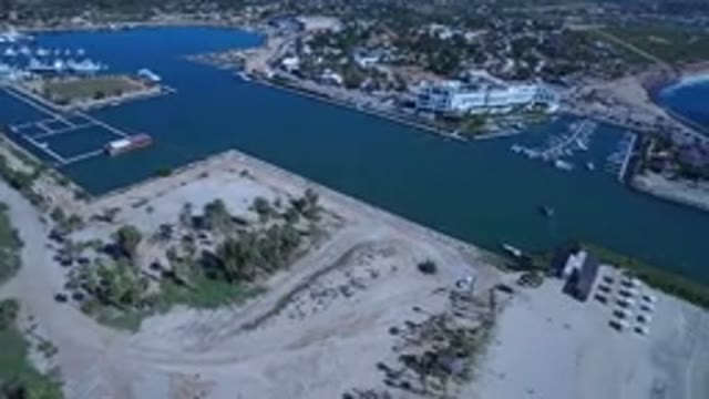 SAN JOSE DEL CABO MEXICO-2017: Beautiful and Clear Aerial View of Yacht and Sea